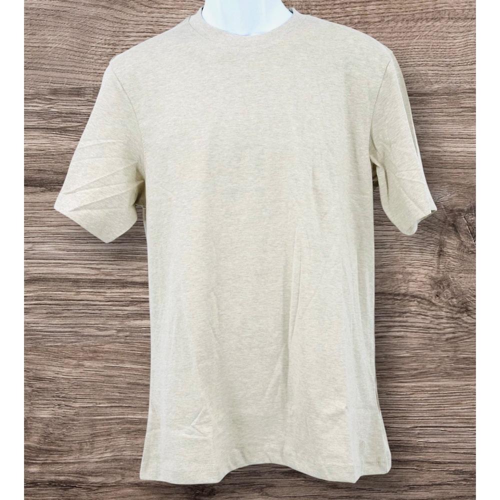 VUSTRA Oatmeal Sustainable Cotton Short Sleeve Crew Neck T-Shirt Men's Small NEW